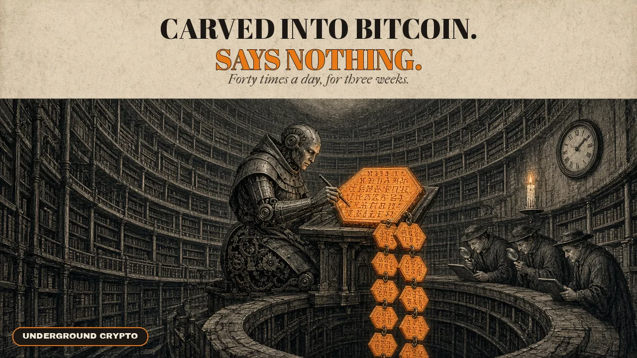 Carved into Bitcoin. Says nothing.